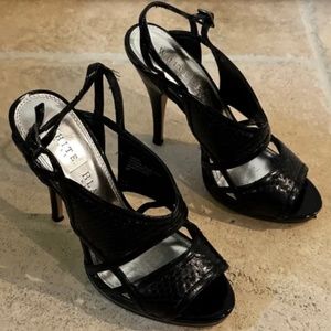 White House Black Market Emeril Strappy High Heels Sandals Black Shoes Size 6 M